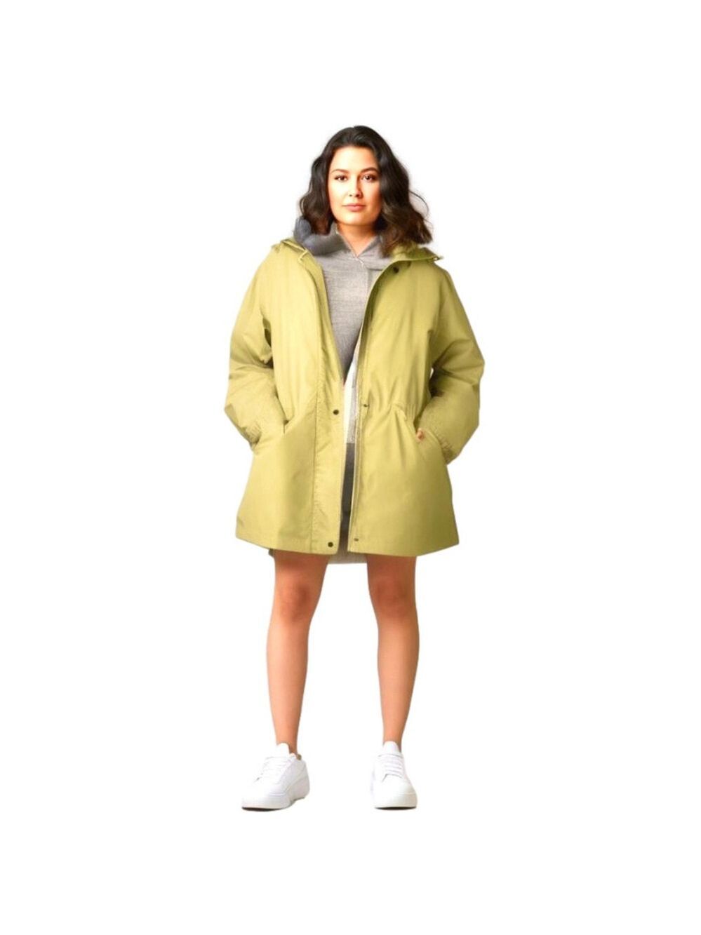 Butter Yellow Spring Jacket Anorak Coat with Hood & Madras Plaid Lining 17/18